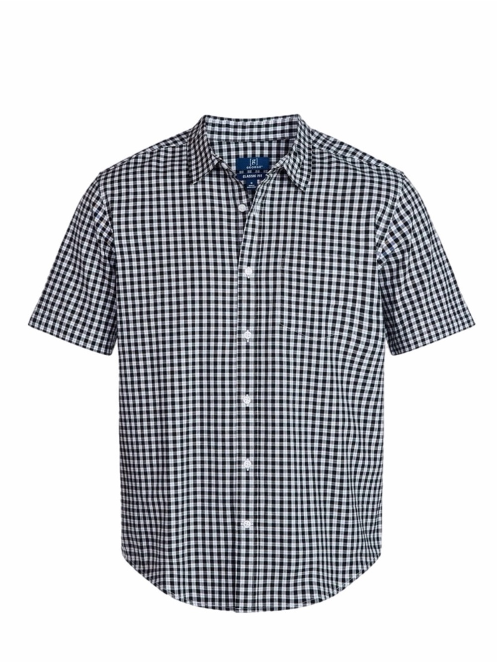 Men's George XL Short Sleeve Black & White Gingham Button-Up Shirt